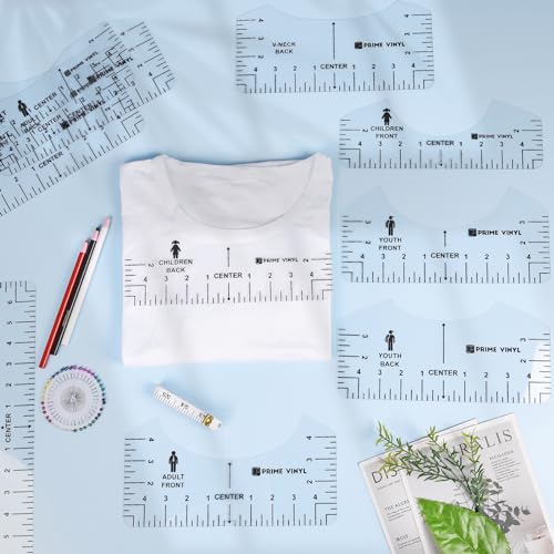 Tshirt Ruler Guide for Vinyl Alignment for 17pcs, Tshirt Ruler for Cricut Heat Press HTV Vinyl Center Designs, Tshirt Rulers for Craft Sewing Prime Vinyl