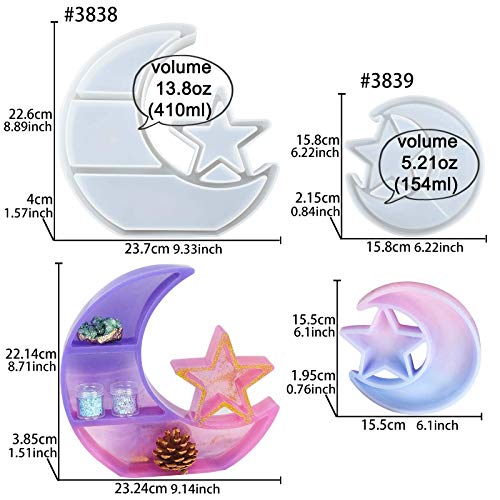 Crescent Moon Shelf Epoxy Resin Silicone Molds Crystal Display Tray DIY 2-Bundle Set FUNSHOWCASE