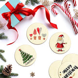 80 Pieces 3 Inch Unfinished Wooden Circles, Wooden Cutouts Natural Round Wood Slices for DIY Wood Craft, Door Hanger, Painting, Wedding, Coasters, Coopay