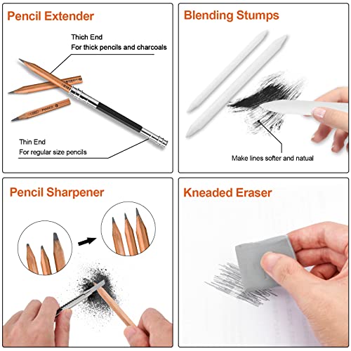 YunQiDeer Drawing Pencils, Art Supplies Sketch Pencils Kit for Kids Adults, Professional Charcoal Sketching Graphite Art Pencils Set YunQiDeer