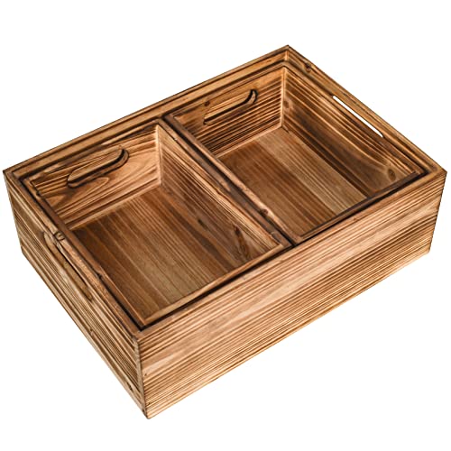 Wooden Crates with Handles for Display,Home Organizer , wooden crate set for Pantry organizer Storage, Closet, Arts & Crafts,decorative box, Wood