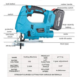 Cordless Jig Saw for Makita 18V Battery(Not Included), Variable Speed Electric JigSaws with Wood Cutter Blades and LED Light，Scale Ruler Heimerdinger
