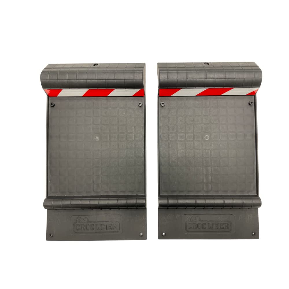 Croc Liner Garage Indoor/Outdoor Parking Guide Mat, Heavy Duty Wheel Stoppers, for Trucks & Vehicles, Anti-Skid Grips, Reflective Stripes (Set of 2) Croc Liner