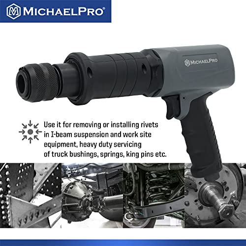 MichaelPro MPA01039 190mm Professional Air Hammer, 3500 BPM, 2-5/16 inch Stroke Length, Ultra High Beating Power, Gray and Black - WoodArtSupply