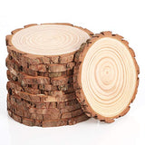 Pllieay 12 Pcs 5.1-5.5 Inch Wood Slices, Unfinished Wood Slice Ornaments for DIY Crafts Wedding Table Centerpieces Coasters for Arts Painting Craft Pllieay