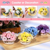Crochet Kit for Beginners-4PCS Coaster Flower Pot Crochet Kits Coaster Crochet Starter Kit with Crochet Yarns ,Hooks, Easy Videos Tutorials to Iuuidu