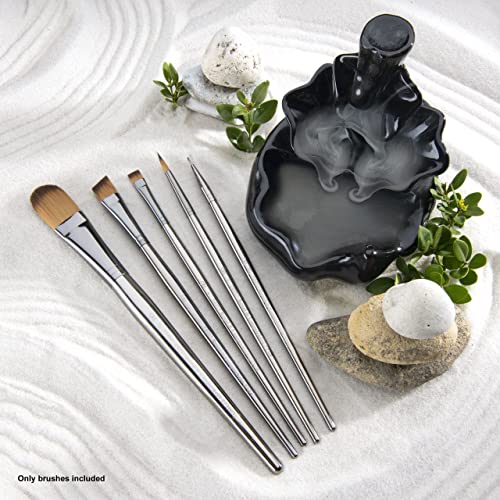 Royal & Langnickel Zen 5pc Standard Handle Brush Set, Includes - Oval Wash, Angular, Round, Chisel & Liner Brushes - WoodArtSupply