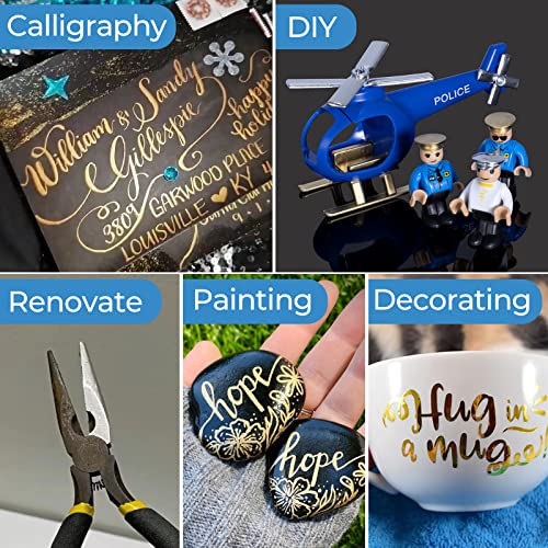 Metallic Markers Gold Pen Silver Marker, Mirror Chrome Paint Marker for Art, Dual Tips, Permanent Metallic Pens for Halloween Pumpkins, Ceramic, Artcroof