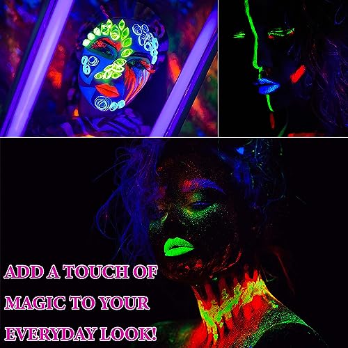 6 Colors Glow in The Black Light Face Body Paint Sticks,UV Neon Glow Fluorescent High Pigmented Face Painting Crayons Kit for Halloween Mardi Gras