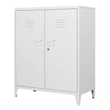 MIIIKO Metal Locker with 2 Doors, White Storage Sideboard Accent Cabinets for Kitchen, Pantry, Home Office and Bedroom MIIIKO