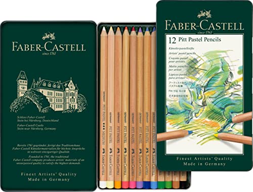 Faber-Castel FC112112 Pitt Pastel Pencils in A Metal Tin (12 Pack), Assorted Faber-Castell