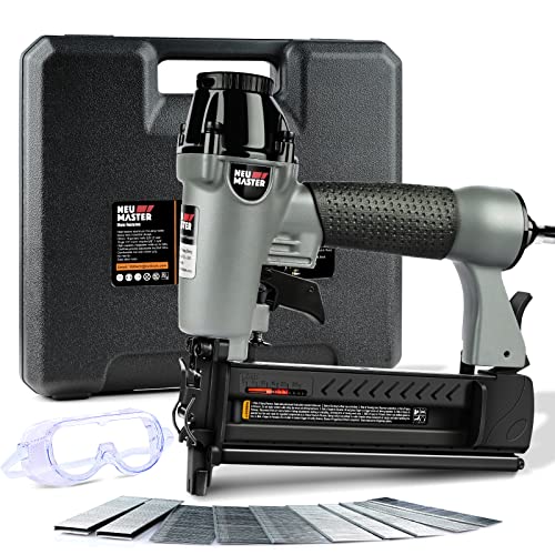 Pneumatic Brad Nailer, NEU MASTER 2 in 1 Nail Gun Staple Gun Fires 18 Gauge 2 Inch Brad Nails and Crown 1-5/8 inch Staples with Carrying Case and - WoodArtSupply