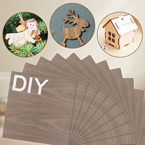 12 Pcs Walnut Unfinished Wood Craft, 12 x 12 x 1/8 Inch - 3mm Thick Walnut Unfinished Plywood for Laser Cutting & Engraving, School DIY Projects, Vemkyrio