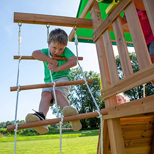 Backyard Discovery Mount McKinley All Cedar Wood Swing Set, Playground for All Kids Age 3-10, Rock Wall, Wave Slide, Fort, Double Rock Climber and