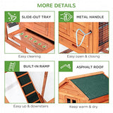 PawHut Dual Wooden Chicken Coop with Garden Bed, Large Outdoor Hen House with Nesting Boxes Removable Trays, Ramps Run, for Garden Backyard, 123" x PawHut