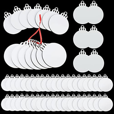 60 Pack Christmas Sublimation Ornaments Blanks MDF Personalized Blanks Ornaments Bulk Christmas Hanging Ornament Pendants for Xmas DIY Tree