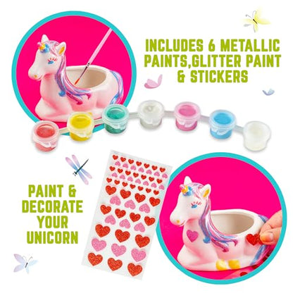 GirlZone Paint, Plant and Nurture My Unicorn Garden, All Inclusive Garden Art Painting Kit and Kids Plant Growing Kit, Christmas Gifts for Girls 8-12