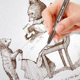 Bianyo Sepia Micro Pen Set, 12 Assorted Sizes Drawing Pens with Bonus Pouch Bag, Water-Resistant Archival and Pigment Ink Art Pens, Precision Drawing Bianyo