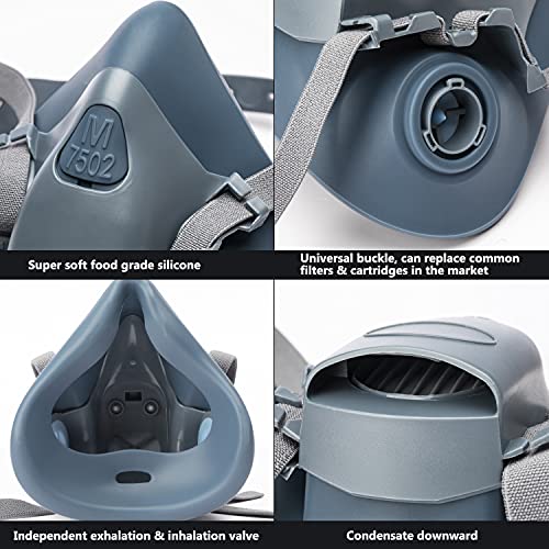 RANKSING Reusable Respirator 7502 with 2 Packs 2097, Half Facepiece Gas Mask for Dust/Organic Vapors/Smells/Fumes/Sawdust/Asbestos for RANKSING