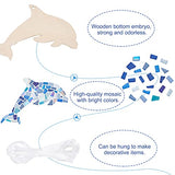 WEBEEDY Make 2 Dolphin Glass Mosaic Kit Creativity DIY Mosaic Glass Kit for Kids Adults Include Glass Mosaic Tiles, Wooden Chips, Ribbon WEBEEDY