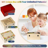 BeNiNat Large Wooden Box 14'' x 10.4'' x 6.5'' Unfinished Wood Box with Hinged Lid Wooden Boxes for Crafts,Storage,DIY, Large Keepsake Box,Wooden BeNiNat
