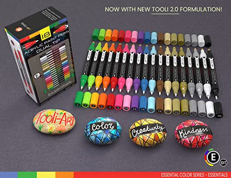 Acrylic Markers, Paint Pens Assorted Vibrant Markers for Rock Painting, Canvas, Glass, Mugs, Wood, Ceramic, Fabric, Metal, Scrapbooking. Non Toxic, TOOLI-ART