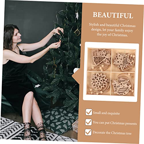 Unomor 16pcs Christmas Ornaments Predrilled Unfinished Wood Cutout Christmas Wood Ornament Unfinished Wood Cutouts Christmas Tree Decorations Wooden Unomor