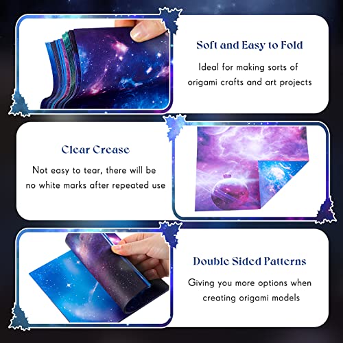 150 Sheets Double Sided Origami Paper Kit 6 x 6 Inch Beautiful Sky Scrapbook Paper Galaxy Outer Space Star Pattern Paper Easy Folding for Arts Crafts Chinco