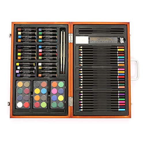  Deluxe Art Set for Kids - 80 Piece Art Supplies Kit w/ Wood  Case, Creative Professional Art Box for Teens and Adults, Drawing,  Watercolor Painting and Coloring Kid Gift for Boys