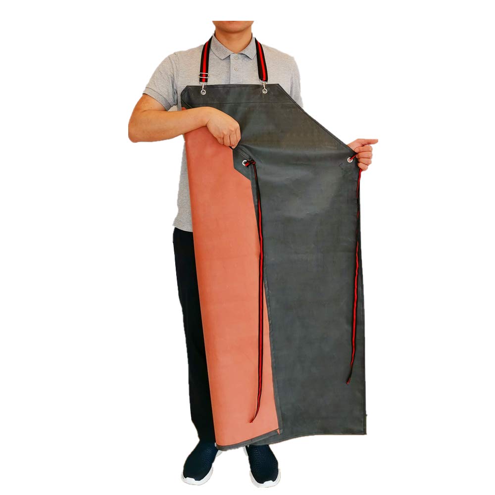 Thick Rubber Apron, 47.2 Inch x 33.5 Inch Waterproof Apron, Long Chemical Resistant Apron, Adjustable Work Aprons for DishWashing, Cleaning Fish, - WoodArtSupply