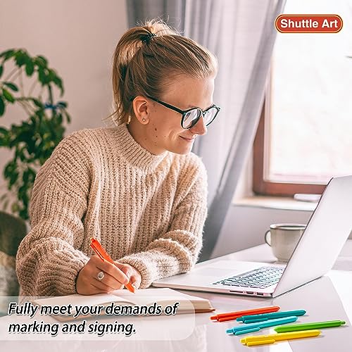 Shuttle Art Ballpoint Pens, 24 Pack Colored Retractable Black Ink Ball Point Pens, Cute Pens 1.0mm Medium Point Quick Drying for Writing Journaling Shuttle Art
