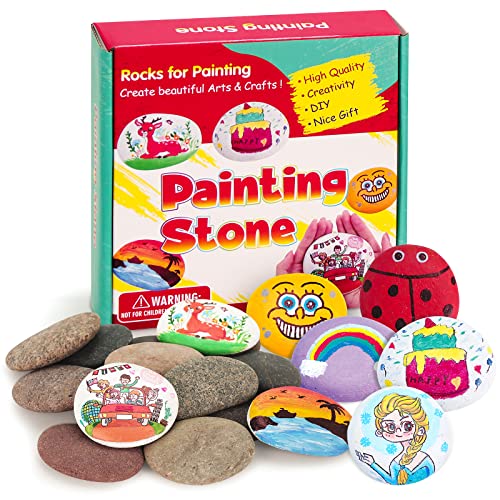 Lechloris 24pcs River Rocks for Painting- 2-4 in Extra Large Hand Picked Rock-Thick-Flat-Smooth Painting Rocks- Perfect for DIY, Kids Crafts, - WoodArtSupply