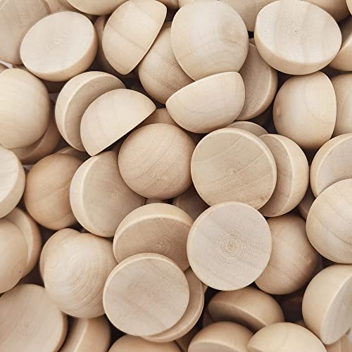 INSPIRELLE 12mm Unfinished Half Round Wooden Beads 500pcs Split Natural Round Wood Balls for Crafts and Christmas Home Party Decorative INSPIRELLE