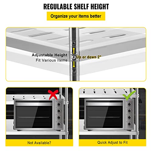 VEVOR Storage Shelf, 5-Tier Storage Shelving Unit, Stainless Steel Garage Shelf, 59.1 x 17.7 x 70.9 inch Heavy Duty Storage Shelving, 661 Lbs Total - WoodArtSupply