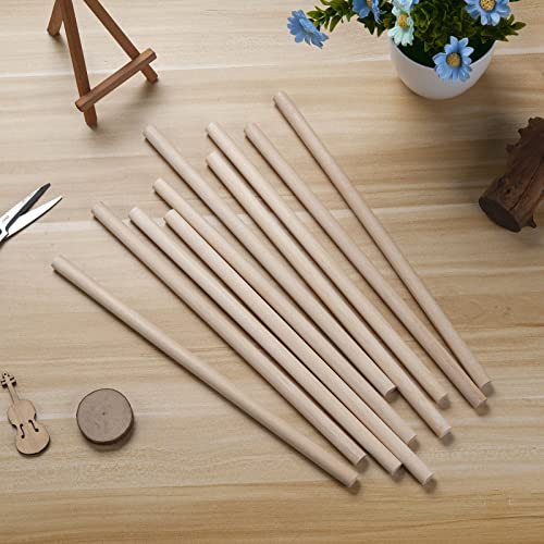 Wooden Dowel Dods Wood Dowels, 10PCS 1/2 x 12" Round Wooden Sticks for Craft, Macrame Dowel, Unfinished Hardwood Sticks for Arts and DIYers,