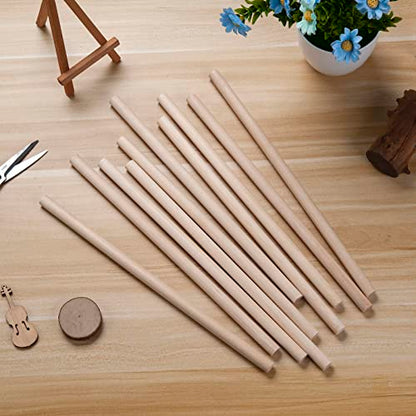 Wooden Dowel Dods Wood Dowels, 10PCS 1/2 x 12" Round Wooden Sticks for Craft, Macrame Dowel, Unfinished Hardwood Sticks for Arts and DIYers,