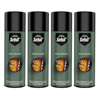 SELSIL Silicone Mold Release Aerosol Spray (4 x 13.5 fl oz) Professional Resin Mold Releaser, Non-Stick, Fast-Drying & Easy Mold Removal, (Pack of 4) - WoodArtSupply