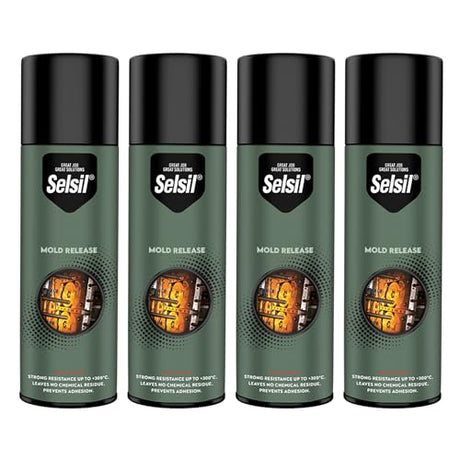 SELSIL Silicone Mold Release Aerosol Spray (4 x 13.5 fl oz) Professional Resin Mold Releaser, Non-Stick, Fast-Drying & Easy Mold Removal, (Pack of 4) selsil