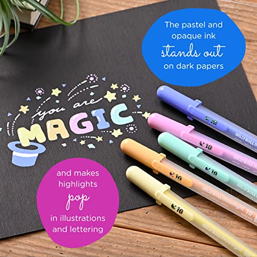 SAKURA Gelly Roll Moonlight Gel Pens - Bold Point Opaque Ink Pen for Journaling, Art, or Drawing - Bold Line - Assorted Pastel Ink - 10 Pack - WoodArtSupply