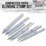 US Art Supply 10 Piece Artist Blending Stump and Tortillion Art Blenders - Pencil, Charcoal, Graphite, Colored Pencils US Art Supply