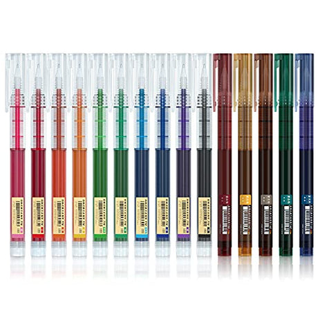 Shuttle Art Liquid Ink Rollerball Pens, 15 Colors (10 Bright + 5 Vintage) Quick Drying 0.5mm Extra Fine Point Long Lasting for Writing Journaling Shuttle Art