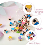 Craftdady 100pcs Enamel Love Heart European Beads Large Hole Acrylic Heart Loose Spacer Beads Random Mixed Color 11.5x11.5mm for Jewelry Making Hole: Craftdady