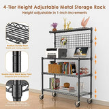 Leteuke NSF Certified 4-Tier Rolling Kitchen Bakers Rack with Adjustable Shelves and 20 S-Hooks Leteuke