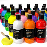 Nicpro 24 Colors Large Bulk Acrylic Paint Set (16.9 oz,500 ml) Non Toxic Artist Painting Supplies for Multi Surface Canvas, Wood, Fabric Leather, Nicpro