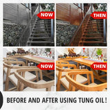 8 OZ Pure Tung Oil for Wood Finishing with Wood Brush, Waterproof Wood Sealer Indoor and Outdoor, 100% Pure Natural Tung Oil for Unfinished Bare OAIEGSD