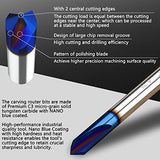 Engraving CNC Wood Carving Router Bit Set 1/4 Inch Shank 15°, 20°, 60°, 90° Engraving Bits with Nano Blue Coated, 2 Flutes Straight CNC V-bit Carzces