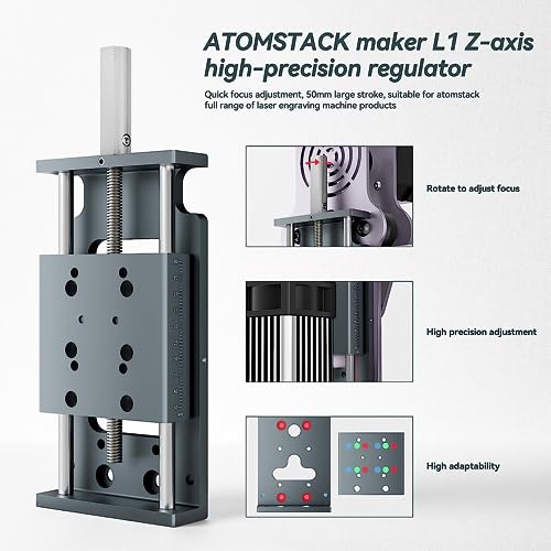 Z-Axis Height Adjuster for Laser Engraver，Double Optical axis，Easily Operate，Suit for ATOMSTACK A5pro/X20 Pro/S20 Pro /A20 Pro/A20 and Other Laser - WoodArtSupply