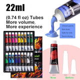 koseibal Art Paint Set with 18 Acrylic Paints, 8 Brushes, 4 Stretched Canvas, 1Wooden Easel, Etc, Premium Painting Supplies Kit for Students, Artists koseibal