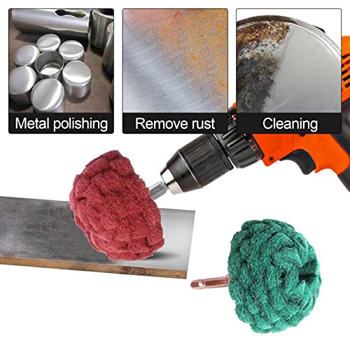 Hiqalty 9PCS Scouring Pads Abrasive Buffing Polishing Wheel Drill Attachment Set, Non Woven Wheel Polishing Kit for Drill,Power Scrubber Drill Hiqalty