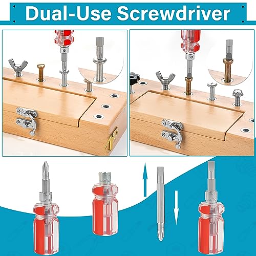 WOODMAM Montessori Screwdriver Board Set, Storage Box & Strap Toddler Travel, Wooden Montessori Toys Fine Motor Skills Toys for 3 4 5 Year Old Kids, WOODMAM